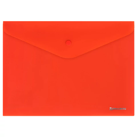 Папка-конверт с кнопкой BRAUBERG "SUPER", А4, матовая непрозрачная, красная, ПРОЧНАЯ 0,2 мм, 272878 - МСК «Форвард»