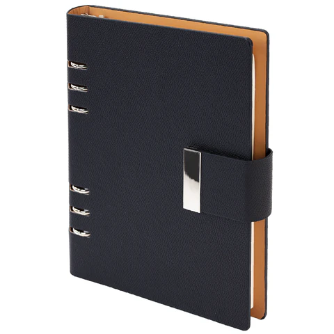 Ежедневник на кольцах в наборе с ручкой А5, 165x229 мм, BRAUBERG "Lux", под кожу, 100 листов, черный, 116856 - МСК «Форвард»