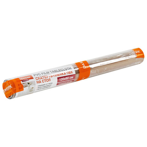Коврик-подкладка, скатерть ПВХ прозрачная, гибкое/мягкое стекло, 120х60 см, 0,8 мм, DASWERK, 607878 - МСК «Форвард»