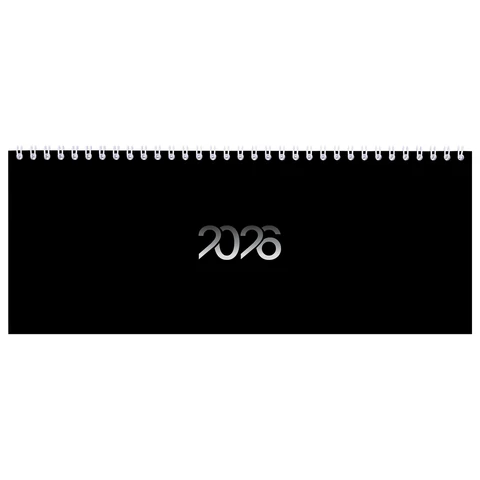 Планинг датированный 2026 285х112 мм, STAFF, гребень, картонная обложка, 64 л., "Black style", 117363 - МСК «Форвард»