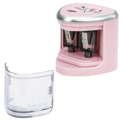 Точилка электрическая BRAUBERG DUAL (для 2 диаметров карандашей!), 4 батарейки АА, розовая, 270579 - МСК «Форвард»
