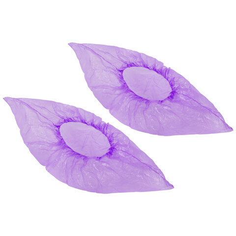 Бахилы MERIDIAN ПРОЧНЫЕ 3,8 грамма, фиолетовые КОМПЛЕКТ 100 штук (50 пар), 40х15 см, ПНД 631344 - МСК «Форвард»