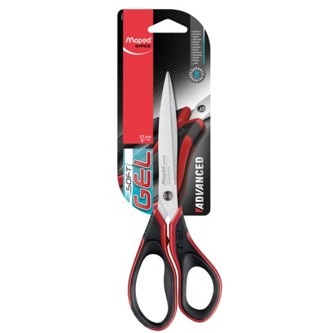 Ножницы MAPED (Франция) "Advanced Gel", 210 мм, прорезиненные ручки, черно-красные, 499210 235490