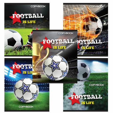 Тетрадь А5 48л. BRAUBERG скоба, клетка, выборочный лак, МИРОВОЙ ФУТБОЛ, 402815