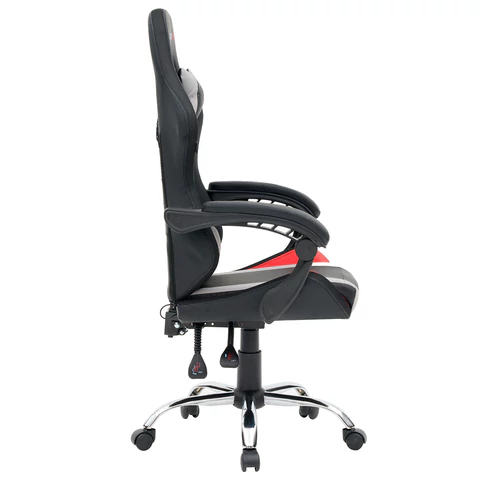 Кресло компьютерное CROMEX (КРОМЕКС) "Quantum GM-155 RGB", подсветка, две подушки, экокожа, черное/красное/серое, 532955 - МСК «Форвард»