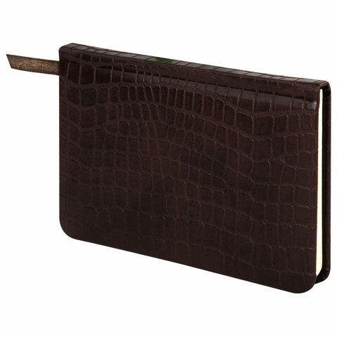 Еженедельник недатированный МАЛЫЙ ФОРМАТ 95х155мм А6 BRAUBERG Alligator под кожу, 64л, корич, 126183