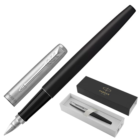 Ручка перьевая PARKER Jotter Bond Street Black CT, черный, детали нержавеющая сталь, синяя, 2030947 142943 