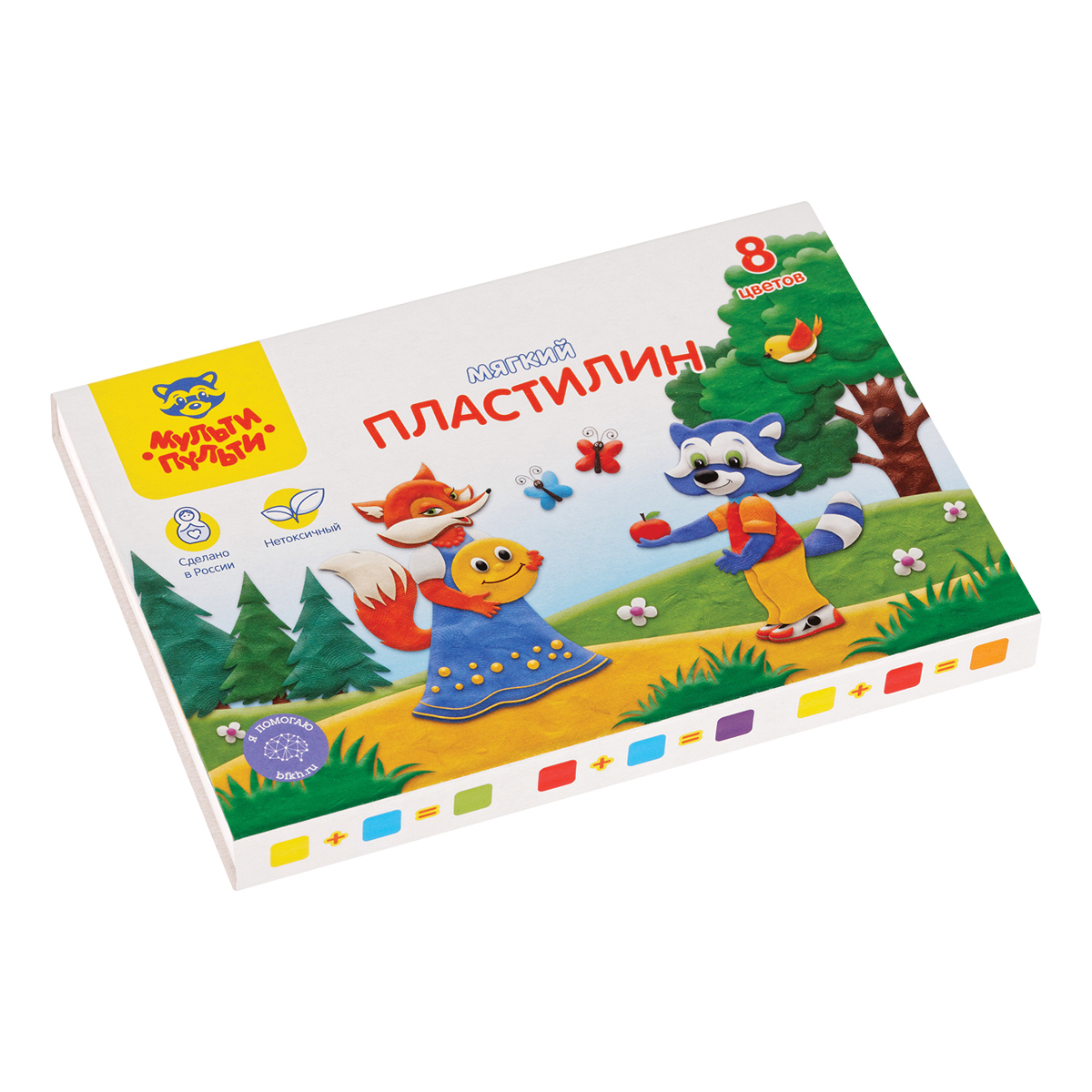 Пластилин Мульти-Пульти "Енот в сказке", 08 цветов, 96г, со стеком, картон МП_4170 3288938 