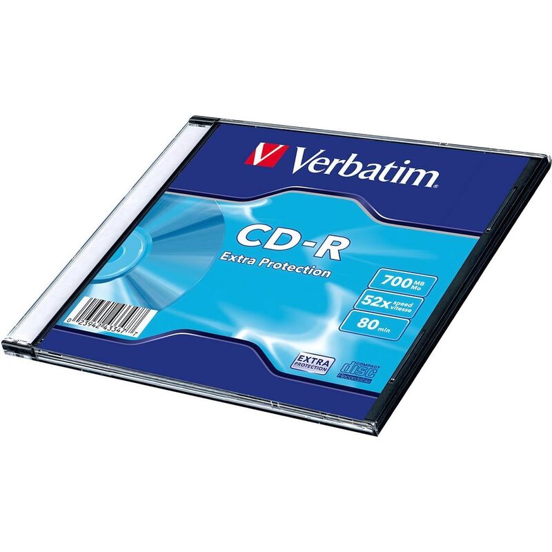 Диск CD-R VERBATIM, 700 Mb, 52х, Slim Case (1 штука), 43347 510076