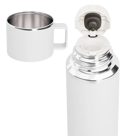 Термос 0,75 л JOYLUX (ДЖОЙЛЮКС) ULTRA, нержавеющая сталь SUS316, крышка/кружка, питейник, сито, белый матовый, 700315 - МСК «Форвард»
