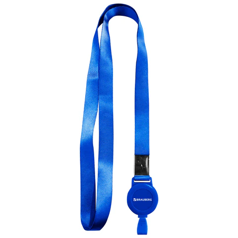 Держатель-рулетка для бейджей 70 см, с лентой 45 см, синий, BRAUBERG EXTRA, 238837 - МСК «Форвард»