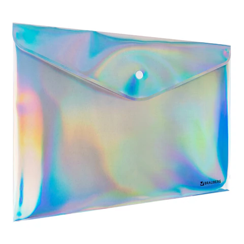 Папка-конверт с кнопкой BRAUBERG "ULTRA", А4, непрозрачная, c голографическим эффектом, 0,2 мм, 272885 - МСК «Форвард»