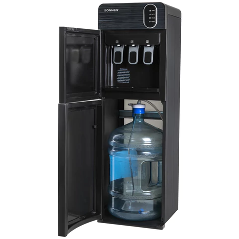 Кулер для воды SONNEN FSE-03Bi напольный, нагрев/охлаждение, НИЖНЯЯ ЗАГРУЗКА, 3 крана, графит, 455744 - МСК «Форвард»