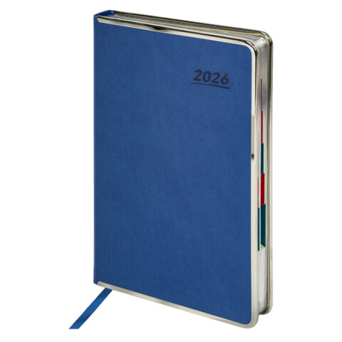 Ежедневник датированный 2026 А5 148х218 мм, GALANT "Infinity Silver", под кожу, синий, 117496 - МСК «Форвард»