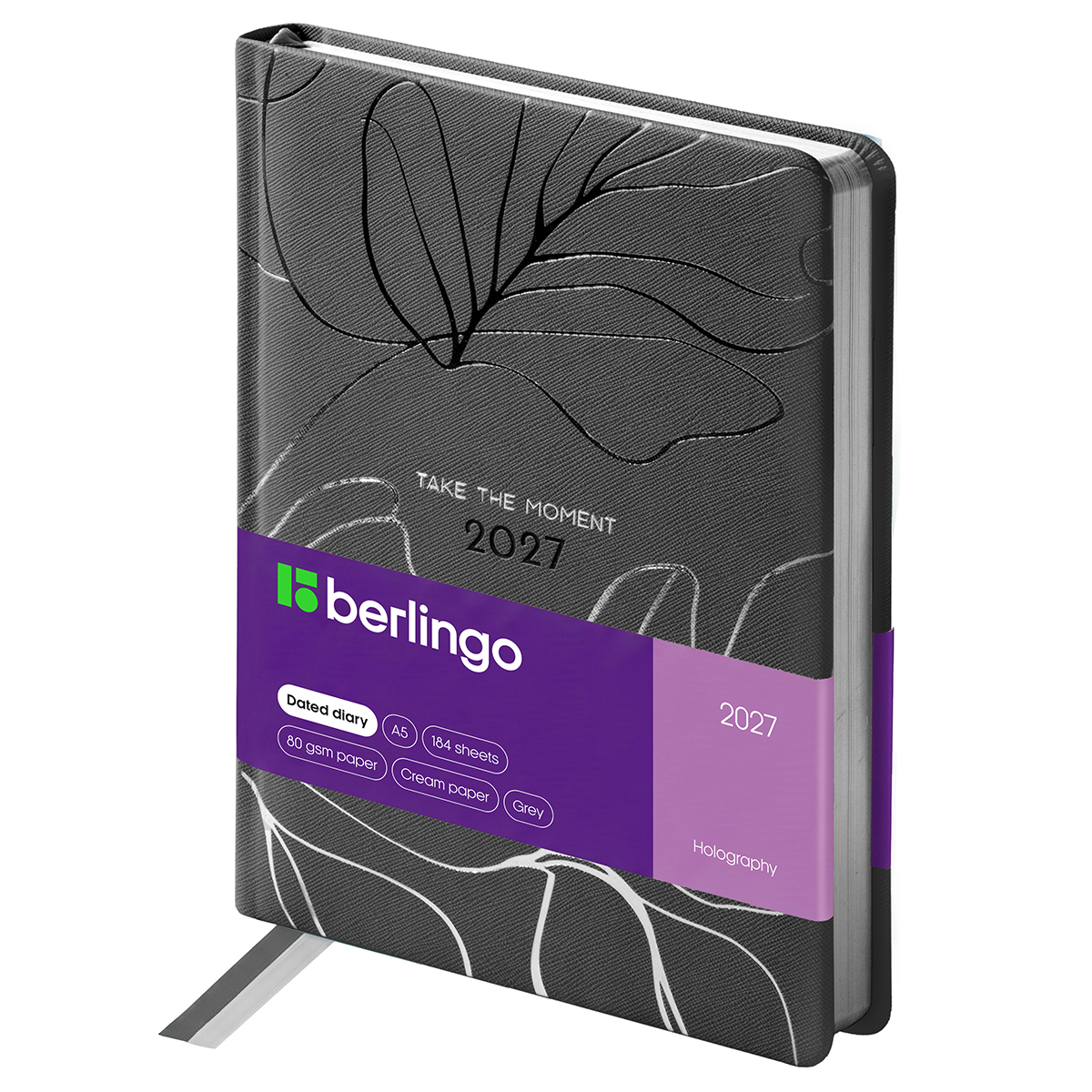 Ежедневник датированный 2027г., А5, Berlingo "Holography", тёмно-серый, 184л., кожзам, DD7_F0031 391440
