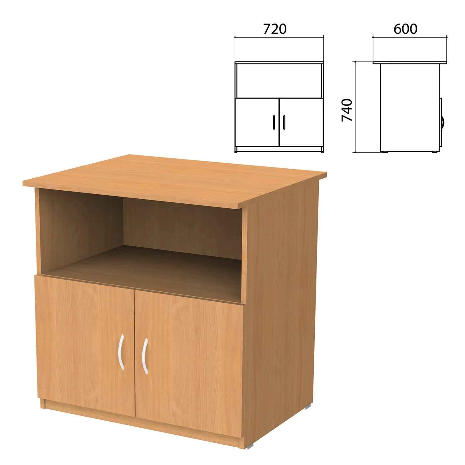 Тумба для оргтехники "Бюджет" (ш720*г600*в740 мм), 2 двери, груша ароза 336, 402658, 641846