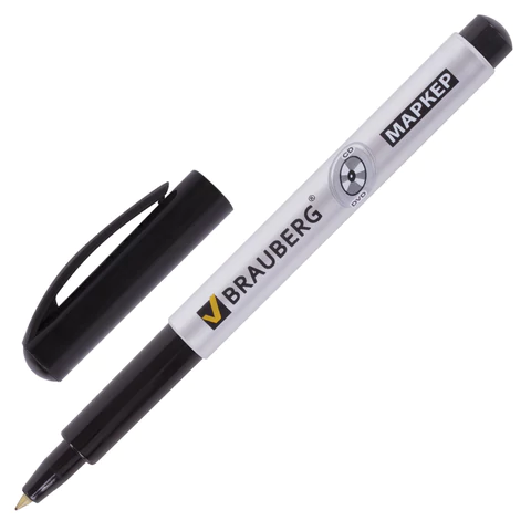 Маркер для CD и DVD BRAUBERG, ЧЕРНЫЙ, тонкий наконечник, 1 мм, 150418 - МСК «Форвард»