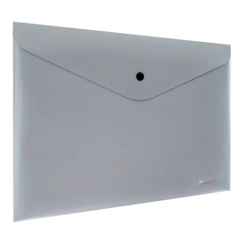 Папка-конверт с кнопкой СЕРЕБРИСТАЯ BRAUBERG "SILVER", А4, непрозрачная, ПРОЧНАЯ 0,2 мм, 272884 - МСК «Форвард»