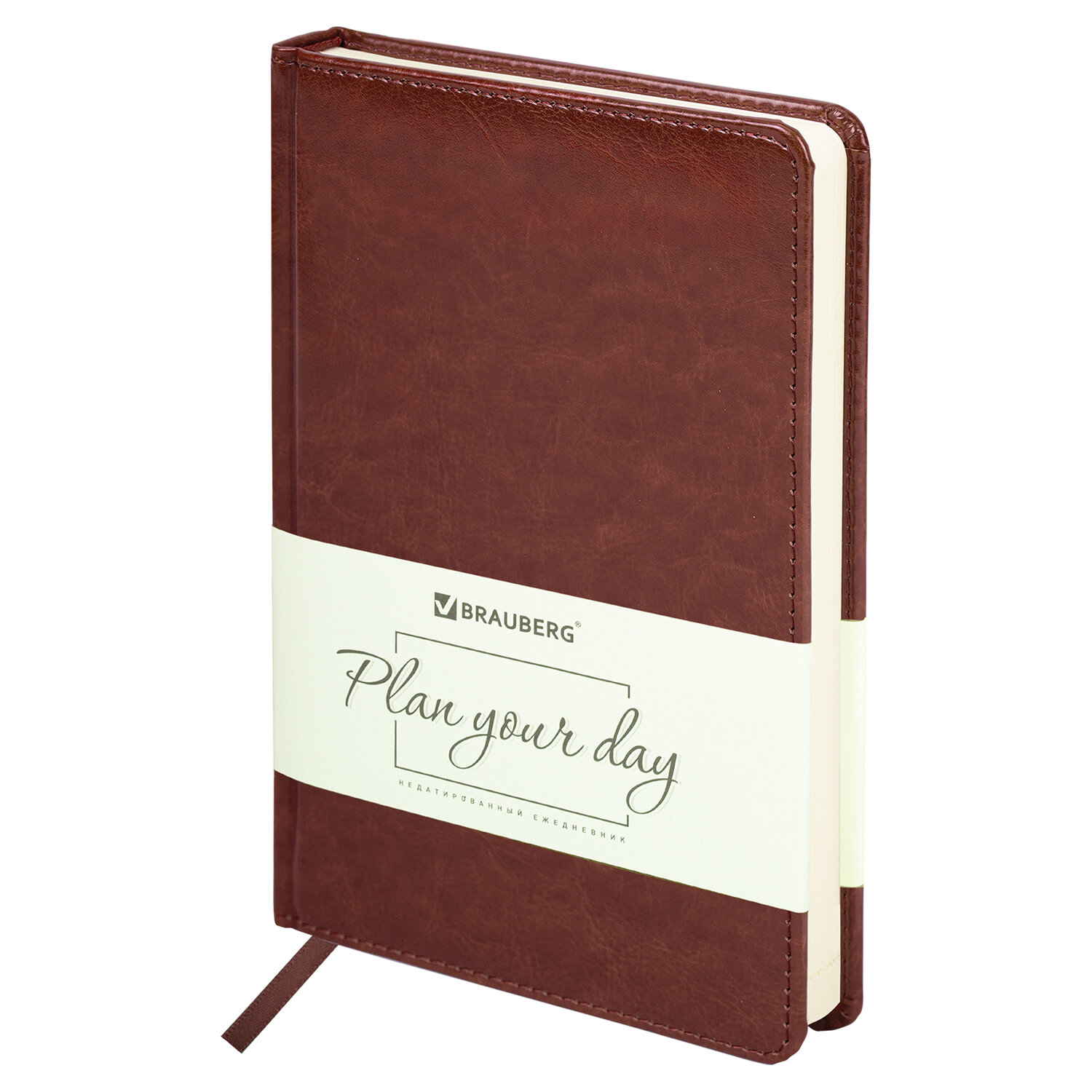 Ежедневник недатированный А5 138х213мм BRAUBERG Imperial под кожу, 160л, коричневый, 123414