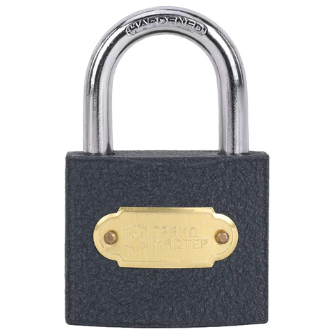 Замок навесной чугунный "Стандарт", ширина 50 мм, английский, 3 ключа, ГРАНДМАСТЕР, 671292 - МСК «Форвард»