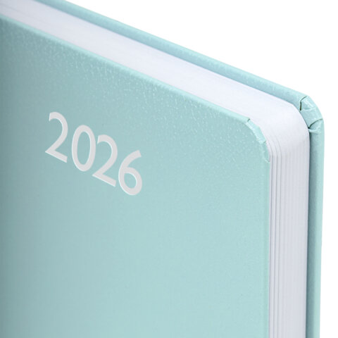 Ежедневник датированный 2026, А5, 138x213 мм, BRAUBERG "Profile", балакрон, мятный, 117074 - МСК «Форвард»