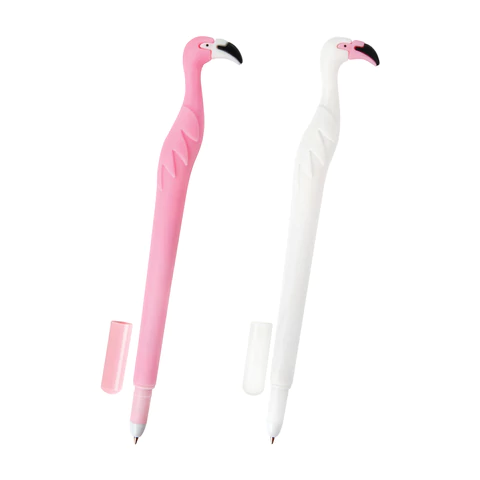 Ручка фигурная шариковая ЮНЛАНДИЯ "Фламинго", КОМПЛЕКТ 12ШТ мягкий силиконовый корп., ассорти, СИНЯЯ, 0,7мм,143775