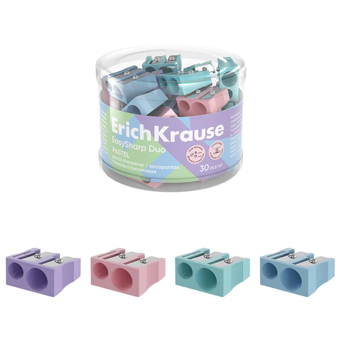 Точилка ERICH KRAUSE "EasySharp Pastel", 2 отверстия, клиновидная, корпус ассорти, 60011 274227 минпромторг - МСК «Форвард»