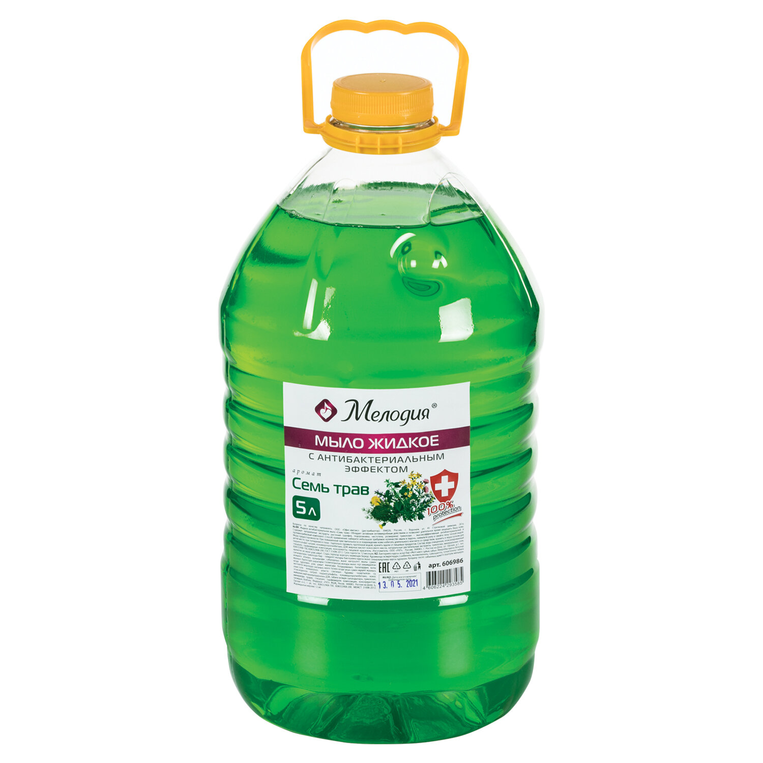 Мыло жидкое с антибактериальным эффектом 5л МЕЛОДИЯ "Семь трав", ПЭТ, 606986