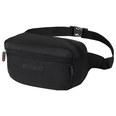 Сумка на пояс HEIKKI RIO (ХЕЙКИ) регулируемый ремень, черная, 28х16х9 см, 273886