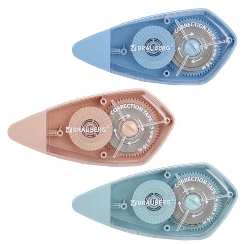 Корректирующая лента BRAUBERG REWIND, 5 мм х 16 м, ВЫГОДНАЯ УПАКОВКА 3 штуки в блистере, механизм перемотки, 272491 - МСК «Форвард»