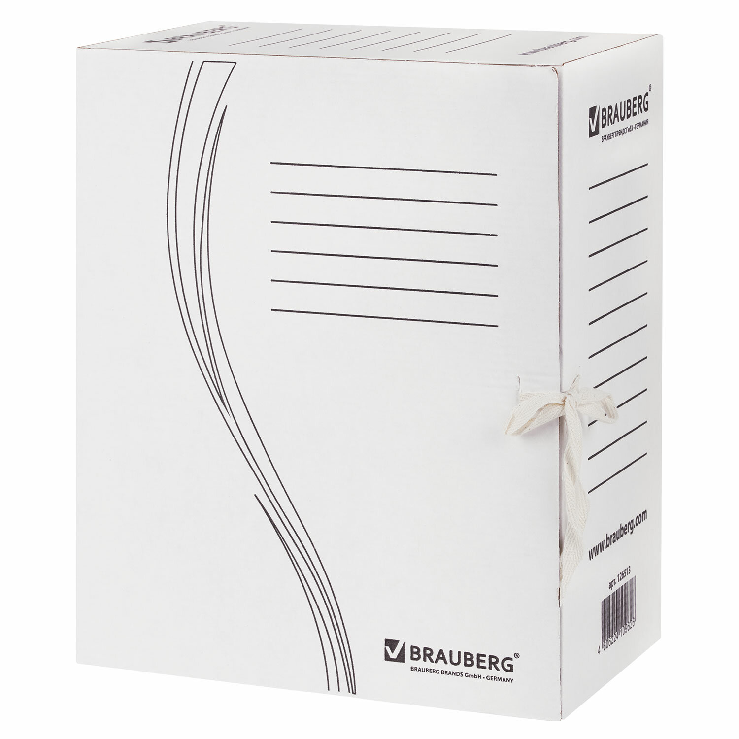 Папка архивная с завязками А4(325х260мм), 150мм,до1400л,плотн,микрогофрокартон,БЕЛАЯ,BRAUBERG,126513