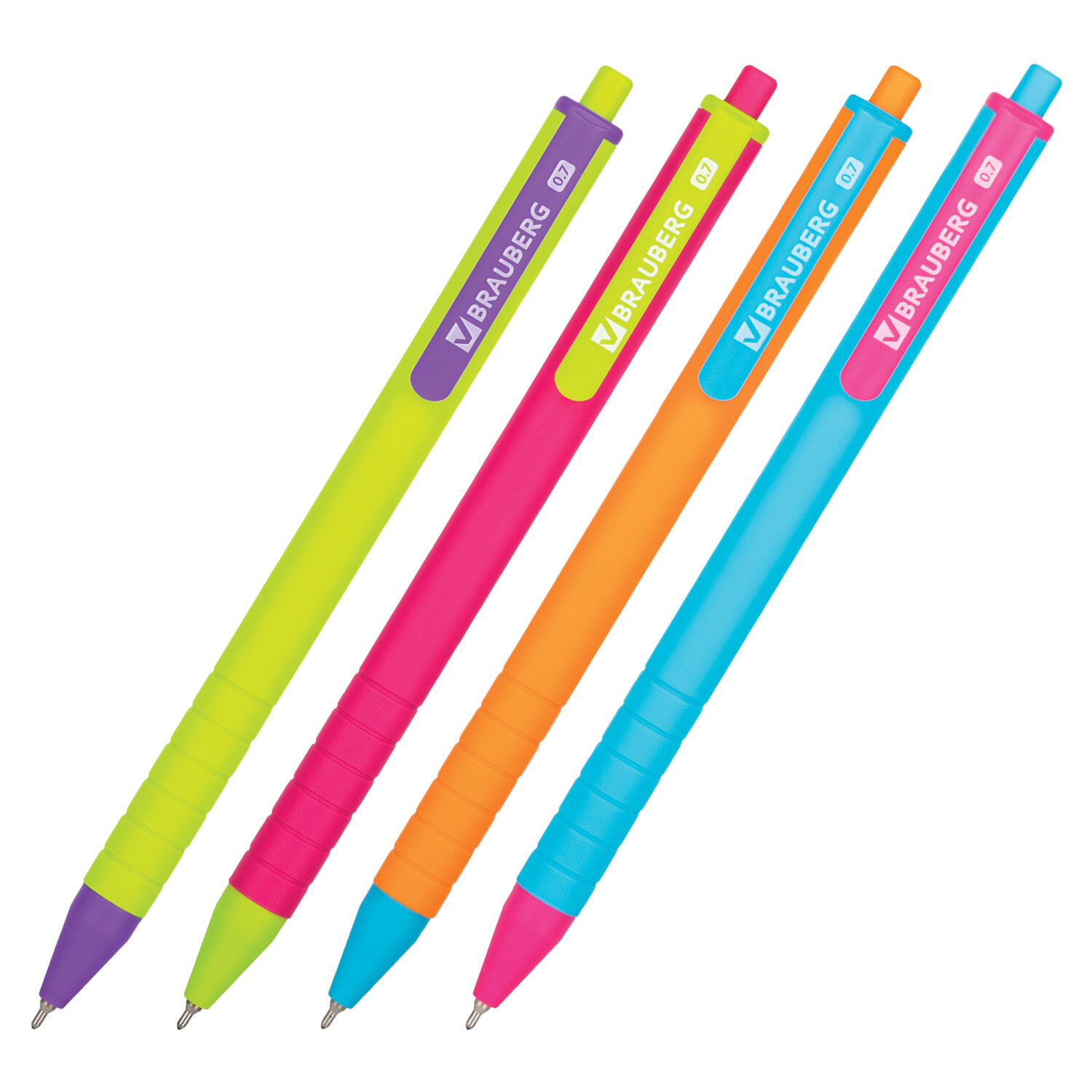 Ручка шариковая автоматическая BRAUBERG MIX, СИНЯЯ, корпус ассорти, узел 0,7мм, линия 0,35мм, 143457