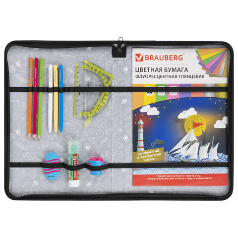 Папка на молнии BRAUBERG А4 с ручкой, с органайзером, 1 отделение, "Savage lion", 272218 - МСК «Форвард»