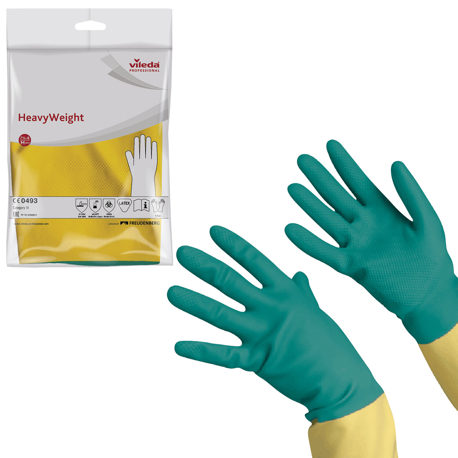 Перчатки хоз.латексные VILEDA с х/б напылением, особо прочные (неопрен), размер M (средний), 120268 602154