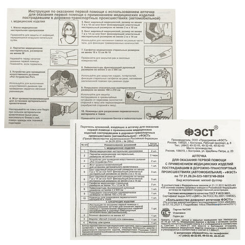 Аптечка первой помощи работникам, по приказу №262н, ФЭСТ, пластиковый кейс, 3763 631424 - МСК «Форвард»