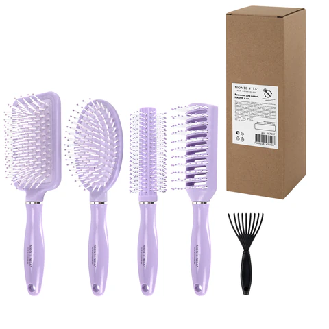 Расческа для волос НАБОР 4 шт + щетка для чистки В ПОДАРОК MONTE VITA (МОНТЕ ВИТА), 457437