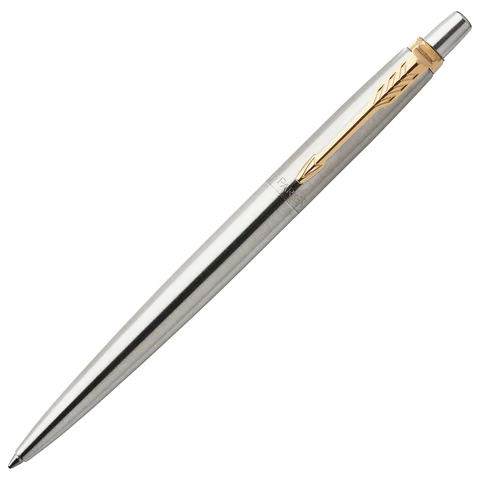 Ручка шариковая PARKER "Jotter Core Stainless Steel GT", корпус серебро, позолота, синяя, 1953182 142376 - МСК «Форвард»
