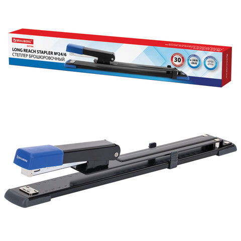 Степлер брошюровочный №24/6, №26/6 BRAUBERG "Extra", до 30 листов, на 150 скоб, черно-синий, 272720 - МСК «Форвард»
