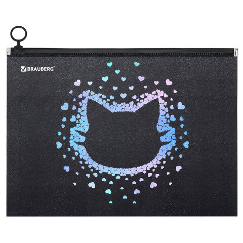 Папка для тетрадей BRAUBERG А4, 1 отделение, пластик, на zip-lock молнии, "Pretty face", 273319 - МСК «Форвард»