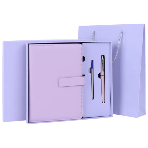Ежедневник в подарочном наборе 5 в 1, А5, 145x212 мм, BRAUBERG "President", под кожу, 160 листов, сиреневый, 116853