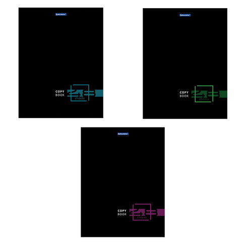 Тетрадь А4 48л. BRAUBERG скоба, клетка, глянцевый лак, DARK, 404042