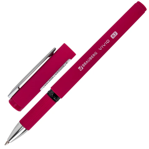 Ручка шариковая с грипом BRAUBERG "VIVID", СИНЯЯ, SOFT TOUCH покрытие, узел 0,7 мм, линия письма 0,35 мм, 144396 - МСК «Форвард»