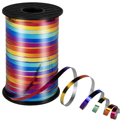 Лента упаковочная декоративная для шаров и подарков, мультицветный металлик, 5 мм х 250 м, ЗОЛОТАЯ СКАЗКА, 591844 - МСК «Форвард»