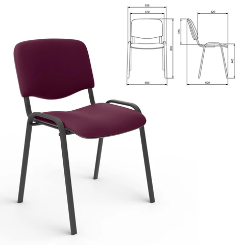 Стул для персонала и посетителей "ИЗО", черный каркас, ткань бордовая, В-20/С-13 530583  - МСК «Форвард»