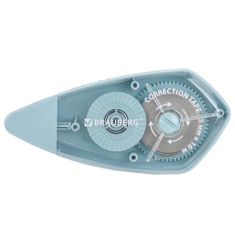 Корректирующая лента BRAUBERG REWIND, 5 мм х 16 м, механизм перемотки, корпус зеленый, блистер, 272490
