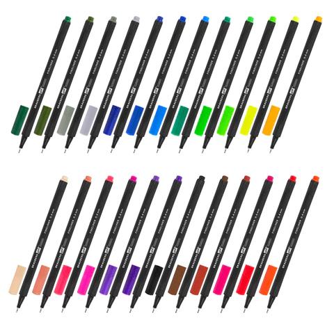 Ручки капиллярные (линеры), 24 ЦВЕТА, BRAUBERG ART "Classic", трехгранные, металлический наконечник, линия письма 0,4 мм, 144148 - МСК «Форвард»