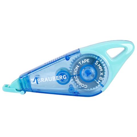 Корректирующая лента BRAUBERG "TRIOS", 5 мм х 8 м, корпус мятно-голубой с подвесом, блистер, 273023