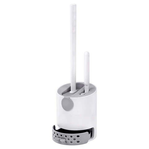 Ершик для унитаза силиконовый (плоский) + щеточка, напольный / настенное крепление, LAIMA, 700561 - МСК «Форвард»