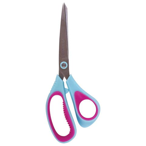 Ножницы BRAUBERG "Universal", 216мм бирюзово-фиолетовые, ассиметричные, ребрист рез. вставки, 236453