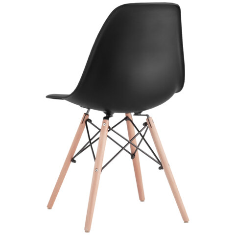 Стулья BRABIX "Eames CF-010", КОМПЛЕКТ 4 шт., пластик черный, опоры дерево/металл, 532631, 2033A - МСК «Форвард»